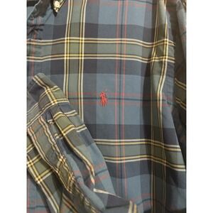 Ralph Lauren Blue Label Button Shirt Men's XL Plaid Oxford Pony Red Green